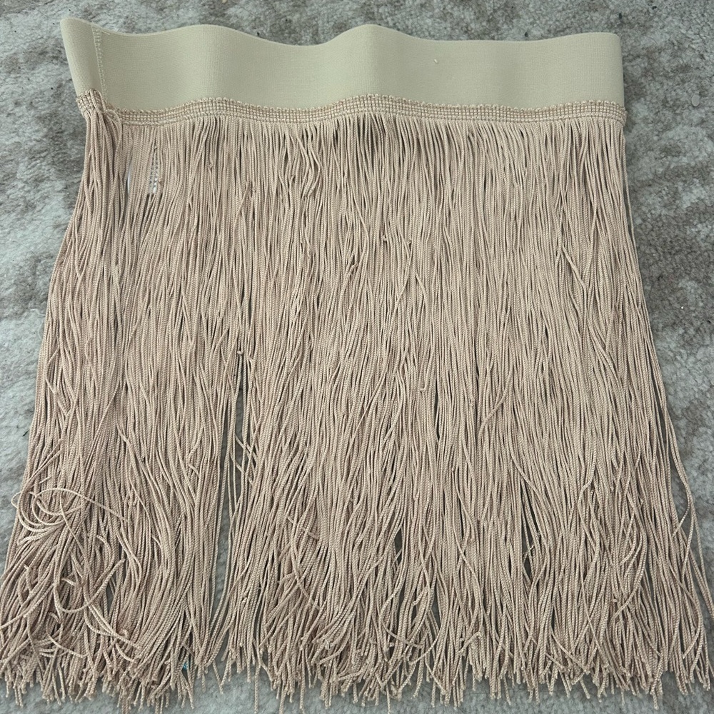 Elegant Fringe Beige Skirt
